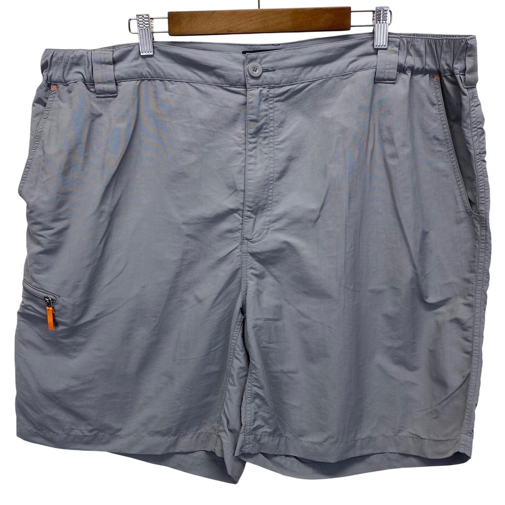 ORVIS Quick Dry Mens Gray Nylon Outdoor Cargo Shorts XXL Elastic Waist Zip